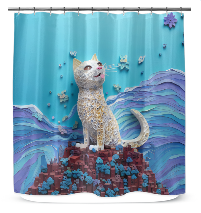 Vibrant Peacock Feathers Shower Curtain with intricate feather design.