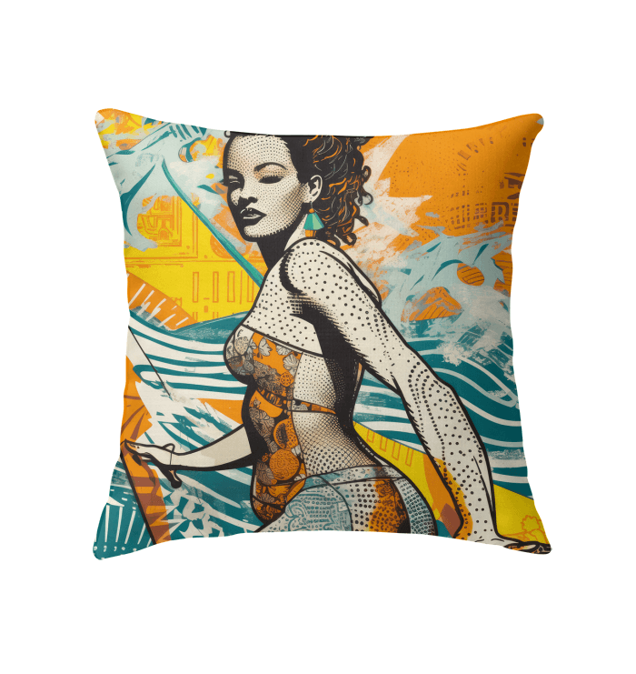 Chic Surfing 5 30 Indoor Pillow with serene beach and surf design for a tranquil home atmosphere.