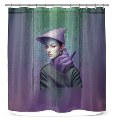 Modern bathroom decor showcasing the Bold Statements Shower Curtain.