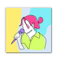 Girl Singing Line Art 1 Wrapped Canvas - Beyond T-shirts