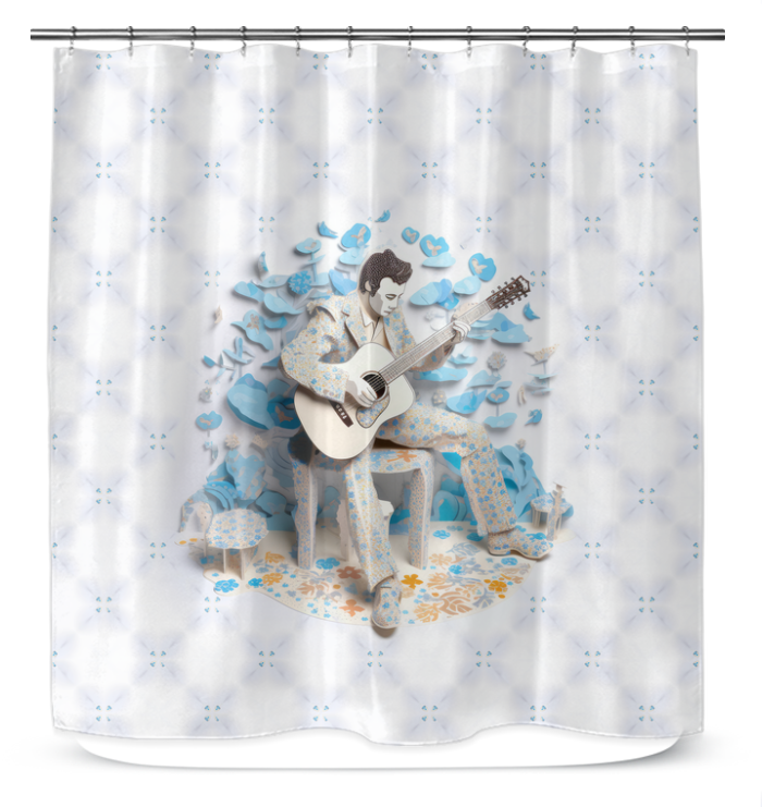 Elegant shower curtain with origami patterns to create a blissful bathroom ambiance.