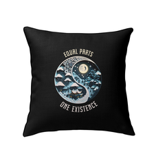 Night and Day Cityscape Yin Yang Indoor Pillow with city skyline design.