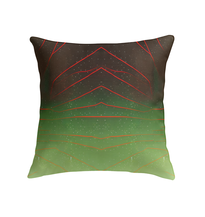 Colorful Abstract Delight pillow on a cozy living room sofa.