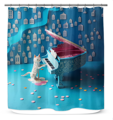 Haunted Forest Trail Shower Curtain with eerie forest design.