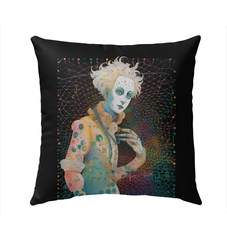 Elegant Tempo Tapestry pillow adding flair to an outdoor seating area.