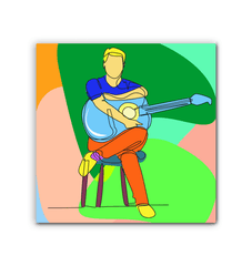 A man sitting with a guitar 2 Wrapped Canvas - Beyond T-shirts