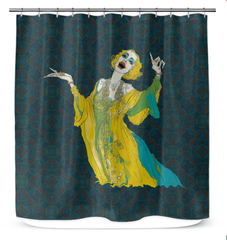 Sunshine Serenade Shower Curtain in a brightly lit bathroom.