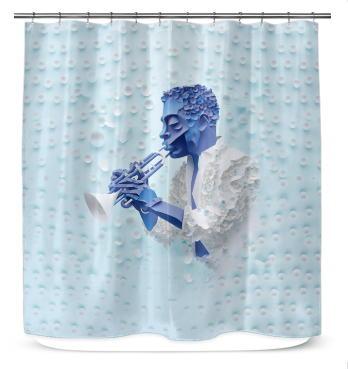Elegant Floating Lotus Dreams shower curtain enhancing bathroom ambiance.
