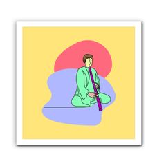 A Man Playing A Pipe Wrapped Canvas - Beyond T-shirts