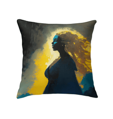 SurArt 66 Indoor Pillow on a cozy couch, featuring a vibrant, artistic design, perfect for adding a pop of color and style to your living space.