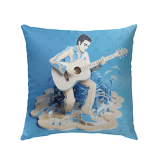 Weather-resistant Mountain Majesty Outdoor Pillow with scenic design.