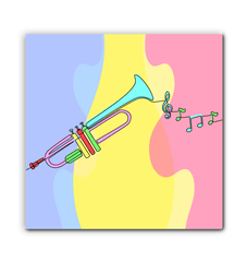 Trumpet Line Art Wrapped Canvas - Beyond T-shirts