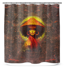 Elegant Celestial Serenity Shower Curtain hanging in a bathroom