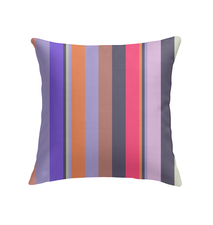 Detailed view of the bright, sunrise-like stripes on Electric Sunrise Pillow.