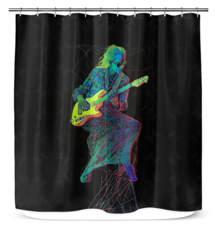 Petal Play Shower Curtain featuring a vibrant floral pattern.