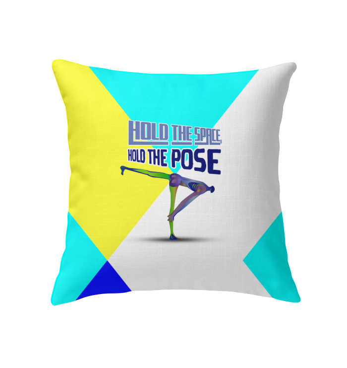 Yoga pillow with sunrise-inspired design for home use.

