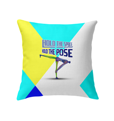 Yoga pillow with sunrise-inspired design for home use.

