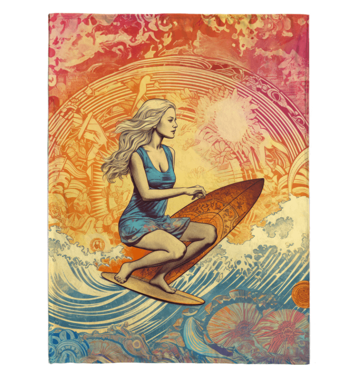 Surfing Serenity Fleece Throw - Beyond T-shirts