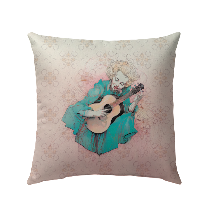 Wildflower Whimsy Outdoor Garden Pillow on Patio Chair