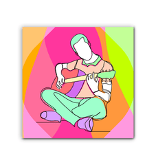 Man Playing Guitar Line Art 1 Wrapped Canvas - Beyond T-shirts
