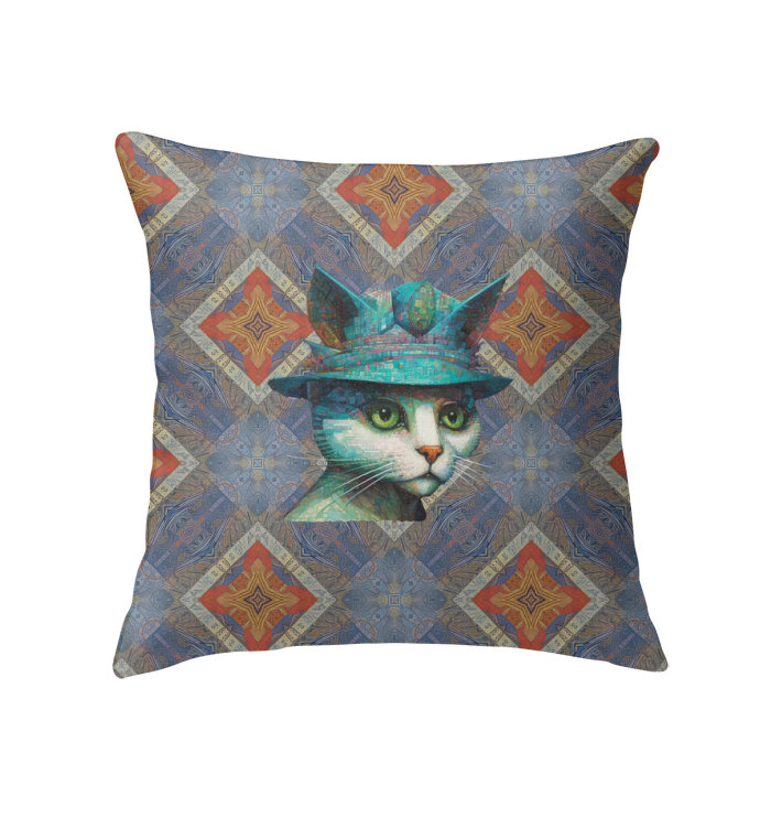 Majestic Cat Indoor Pillow on a stylish sofa