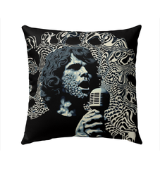 Flute and Flowers Outdoor Pillow