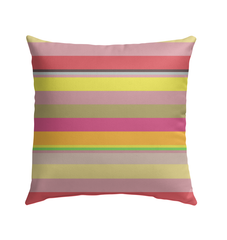 Galactic Rainbow Colorful Stripe Pillow accenting outdoor furniture.