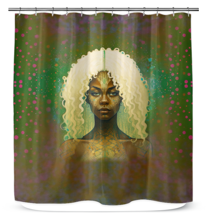 Timeless Tradition Shower Curtain in a modern bathroom