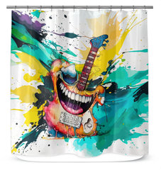 Bassist's Bouncing Bubbles Shower Curtain