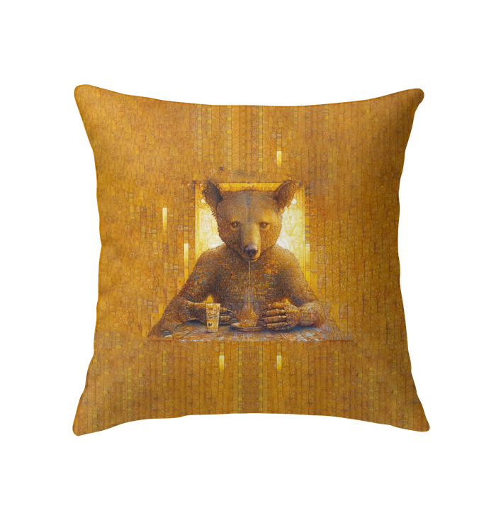 Cozy Bear Retreat Indoor Pillow on a living room sofa