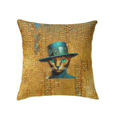 Close-up of Curious Cat Indoor Pillow design