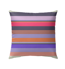 Close-up of the colorful, vintage-style stripes on Retro Rainbow Outdoor Pillow.