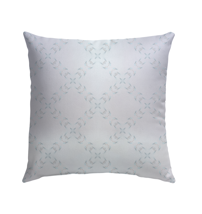 Eco-friendly outdoor pillow with bamboo pattern in garden setting.