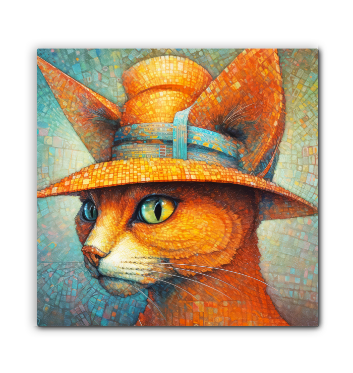 Artistic canvas print of napping cat