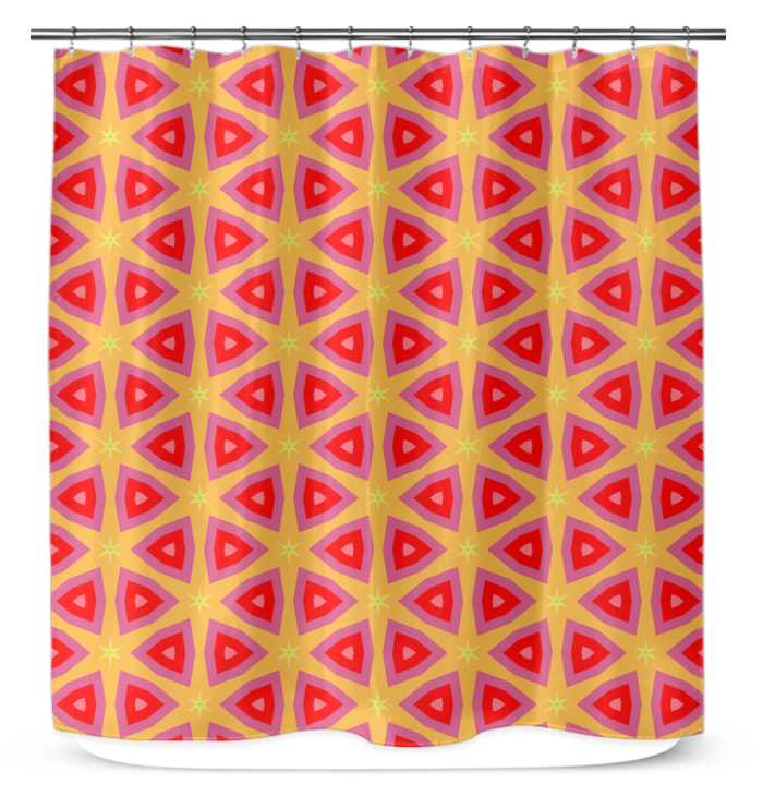 Modern abstract art printed on a durable bathroom shower curtain.