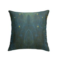 20x20 indoor pillow featuring a giraffe in outer space scene.