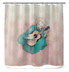 Bright and cheerful sunflower garden design on shower curtain, enhancing bathroom ambiance.