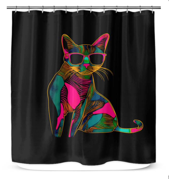 Serene Feline Elegance Shower Curtain - Beyond T-shirts