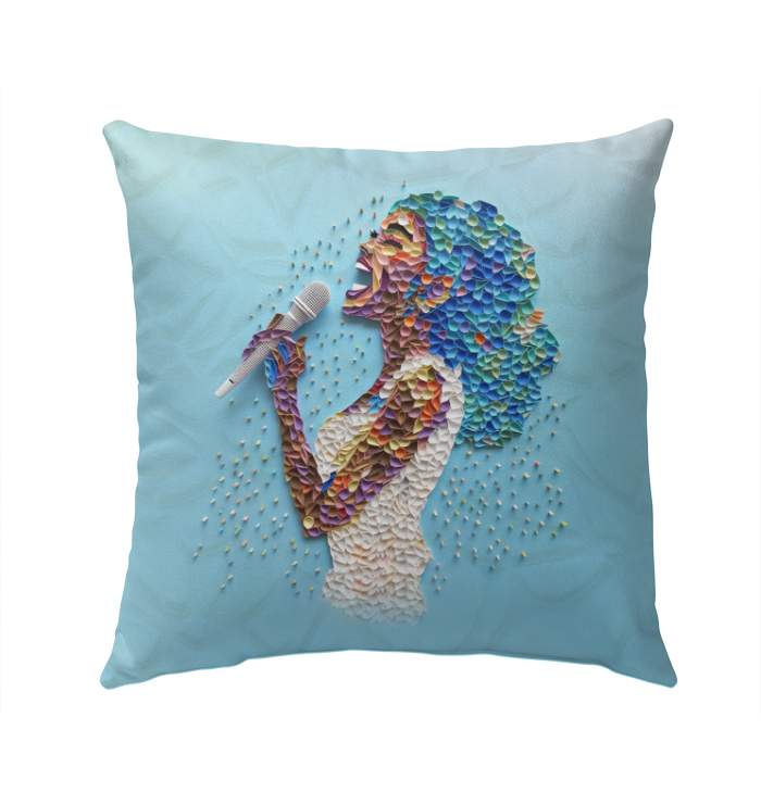 Colorful dragonfly design on outdoor pillow for patio decor