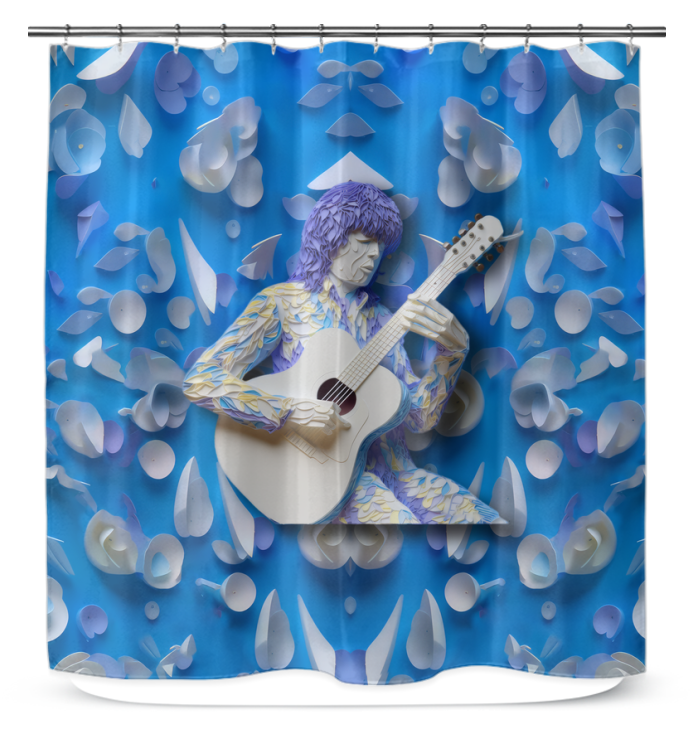 Elegant Whirlwind of Petals design on a durable shower curtain.