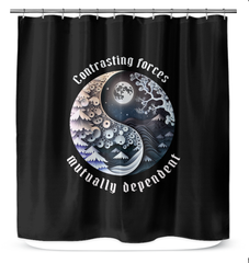 Harmonizing Ying Yang and desert themed shower curtain.