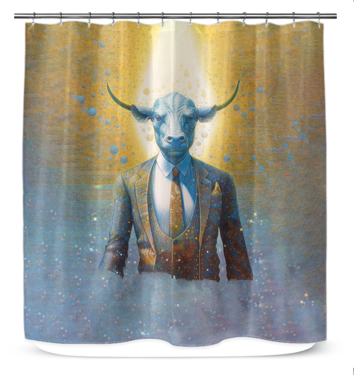 Wilderness-themed shower curtain featuring buffalo design.