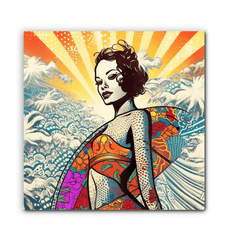 Surfing 5 27 Canvas art piece in a bright room