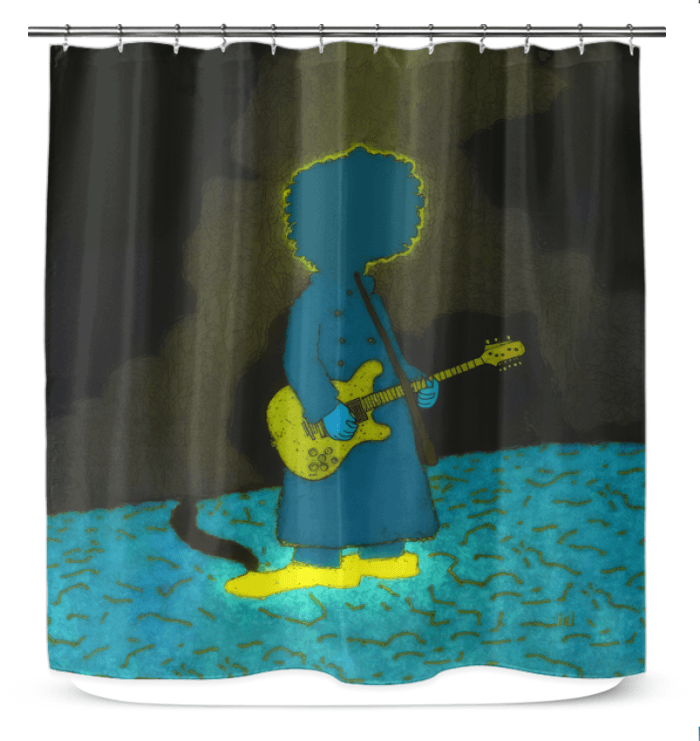 NS-857 shower curtain displaying modern design in a well-lit bathroom.