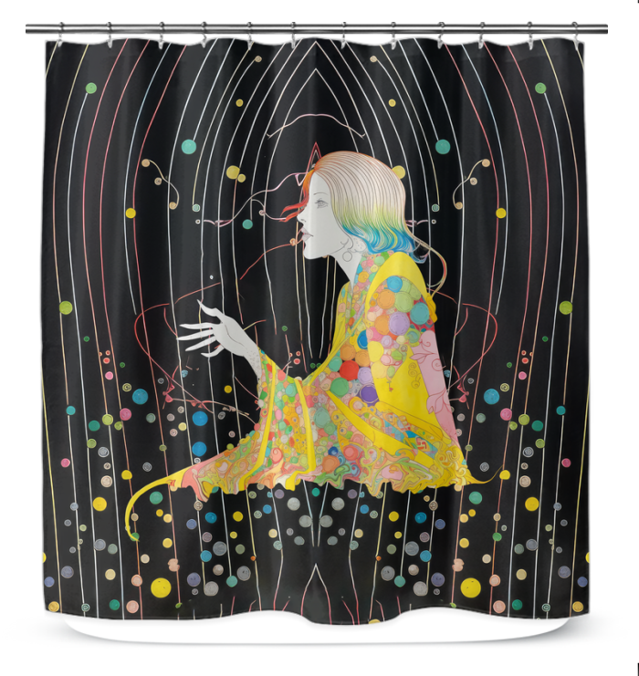 Whimsical Wonder Shower Curtain displayed in a modern bathroom.