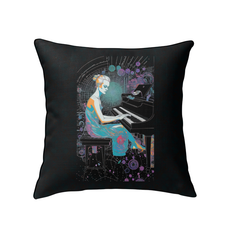 Whimsical Wander pillow in vibrant living room setting.