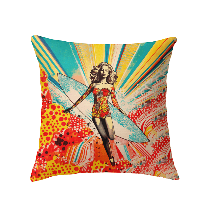 Sunset Surfer Indoor Pillow Catch The Coastal Tranquility - Beyond T-shirts