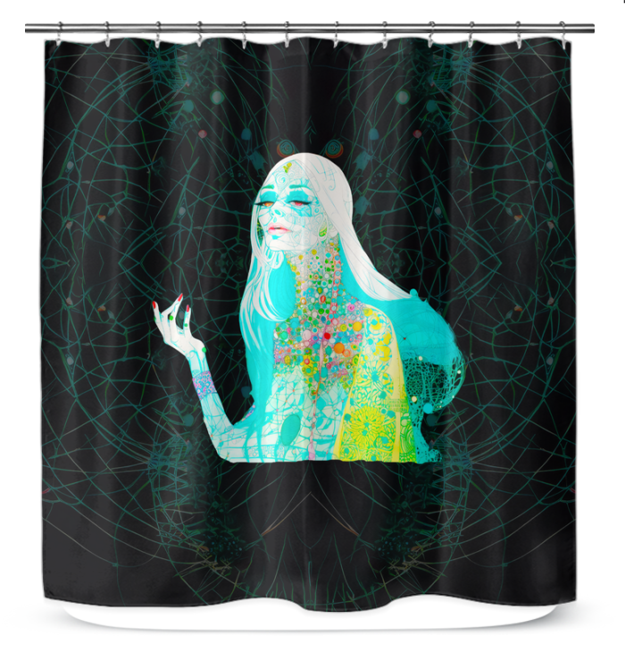 Elegant Lily Flower Lane Shower Curtain in a beautifully decorated bathroom.