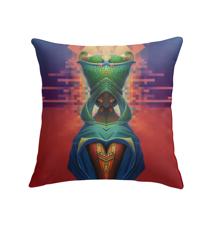 Stylish indoor pillow with vibrant harmony pattern.