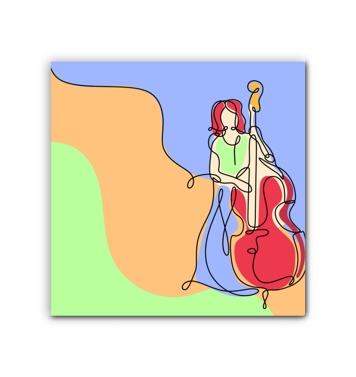 Contrabass Line Art 1 Wrapped Canvas - Beyond T-shirts